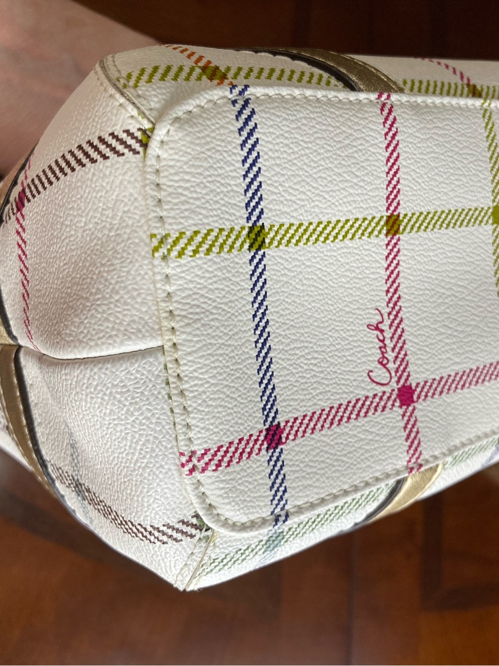 Coach Peyton Tattersall Plaid Shoulder Bag Heritage Collection Style 19173 EUC - Picture 9 of 15